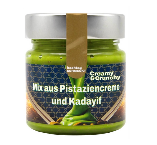 Pistaziencreme mit geröstetem Kadayif und 30% Pistazienanteil 220g - Candyshop.ch