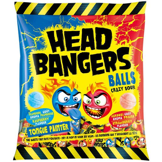 Head Bangers Balls Crazy Sour Himbeere & Erdbeere 135g - Candyshop.ch
