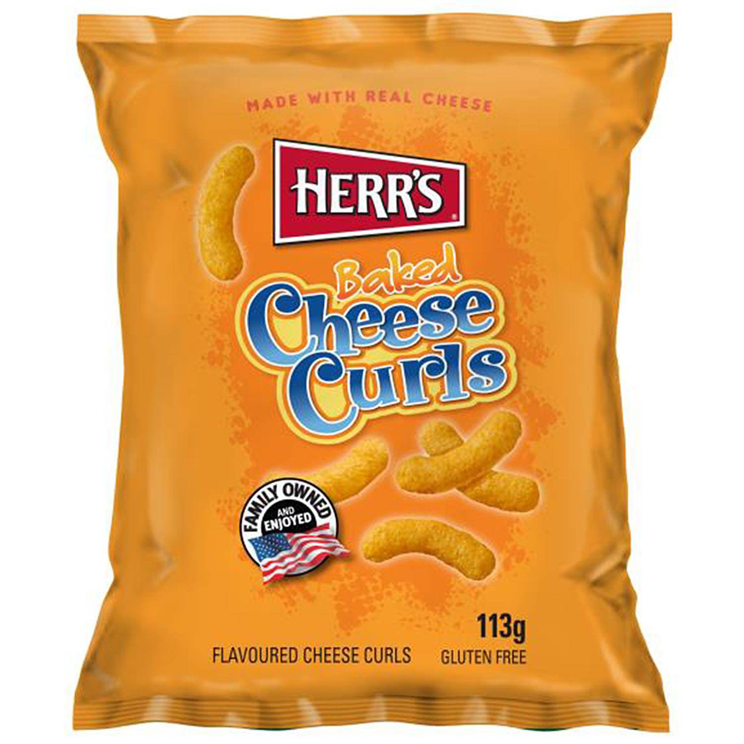 Herr's Baked Cheese Curls 113g Ofen gebackener Maissnack mit Käsegeschmack - Candyshop.ch