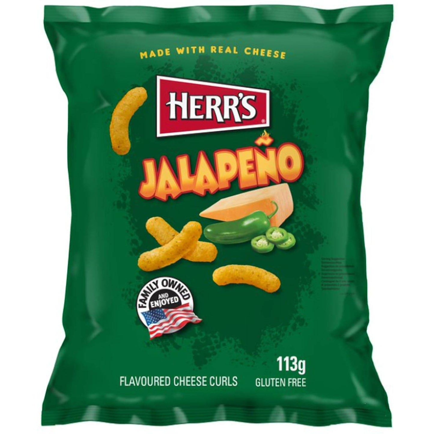 Herr's Jalapeño Cheese Curls 113g Scharfer Maissnack mit Käsegeschmack - Candyshop.ch