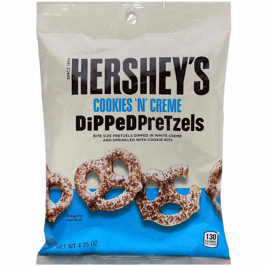 Hershey's Dipped Pretzels Cookies'n'Creme 120g Brezeln mit heller Glasur mit Keksstückchen - Candyshop.ch