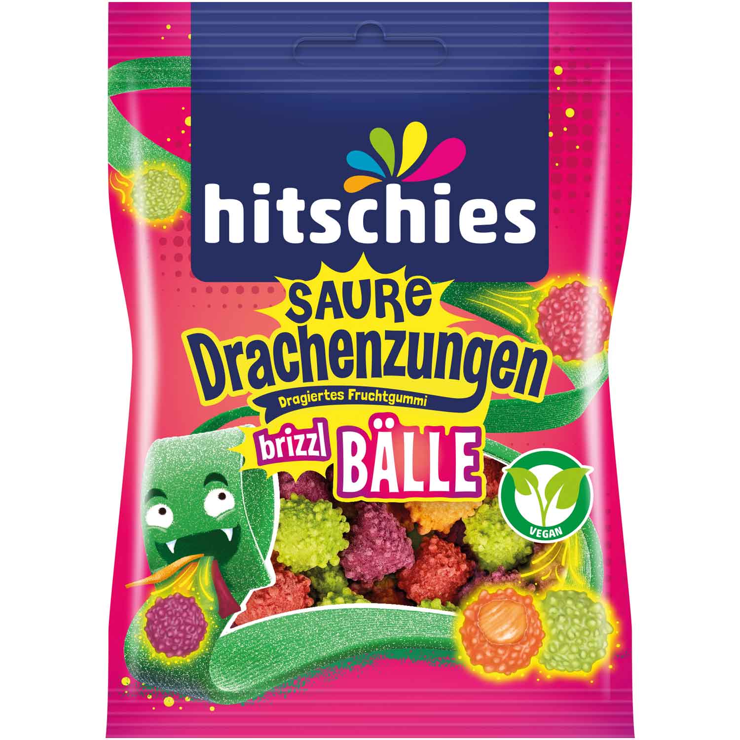 hitschies Saure Drachenzungen Brizzl Bälle 100g - Candyshop.ch