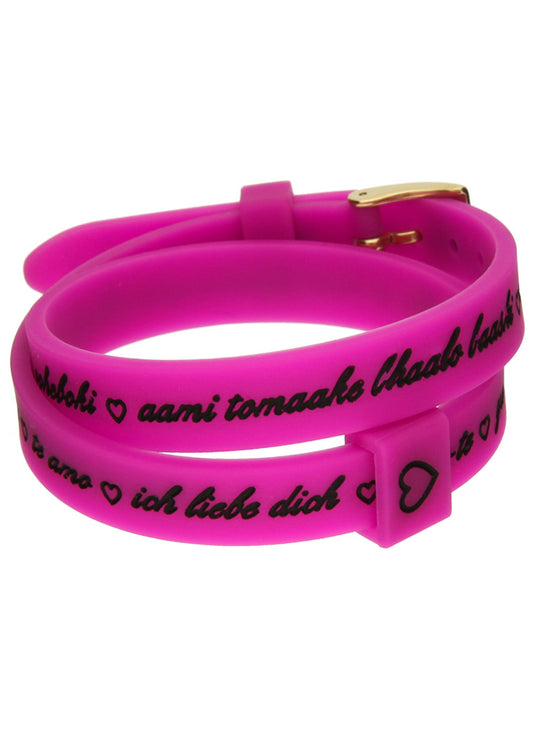 IL MEZZOMETRO Mod. I LOVE YOU GOLD BUCKLE EDITION - FUCHSIA - Bracciale in silicone/silicone bracelet BMG1708 Schmuck Gold