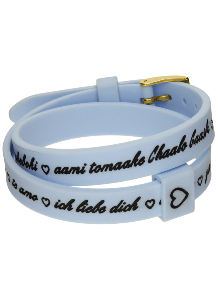 IL MEZZOMETRO Mod. I LOVE YOU GOLD BUCKLE EDITION - LIGHT BLUE - Bracciale in silicone/silicone bracelet BMG1706 Schmuck Blau