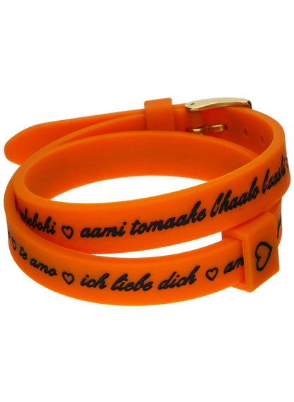 IL MEZZOMETRO Mod. I LOVE YOU GOLD BUCKLE EDITION - ORANGE - Bracciale in silicone/silicone bracelet BMG1710 Schmuck Gold