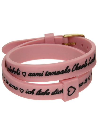 IL MEZZOMETRO Mod. I LOVE YOU GOLD BUCKLE EDITION - PINK - Bracciale in silicone/silicone bracelet BMG1712 Schmuck Gold