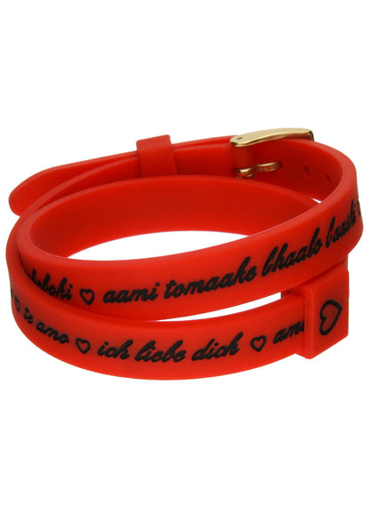 IL MEZZOMETRO Mod. I LOVE YOU GOLD BUCKLE EDITION - RED - Bracciale in silicone/silicone bracelet BMG1709 Schmuck Gold