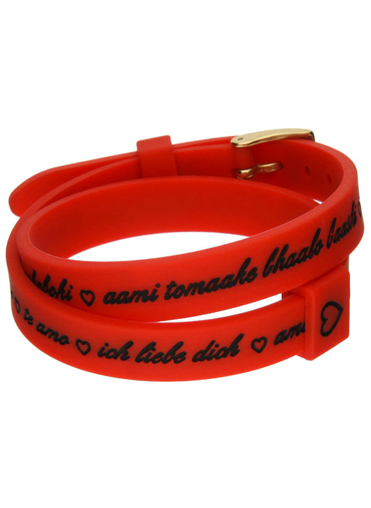 IL MEZZOMETRO Mod. I LOVE YOU GOLD BUCKLE EDITION - RED - Bracciale in silicone/silicone bracelet BMG1709 Schmuck Gold