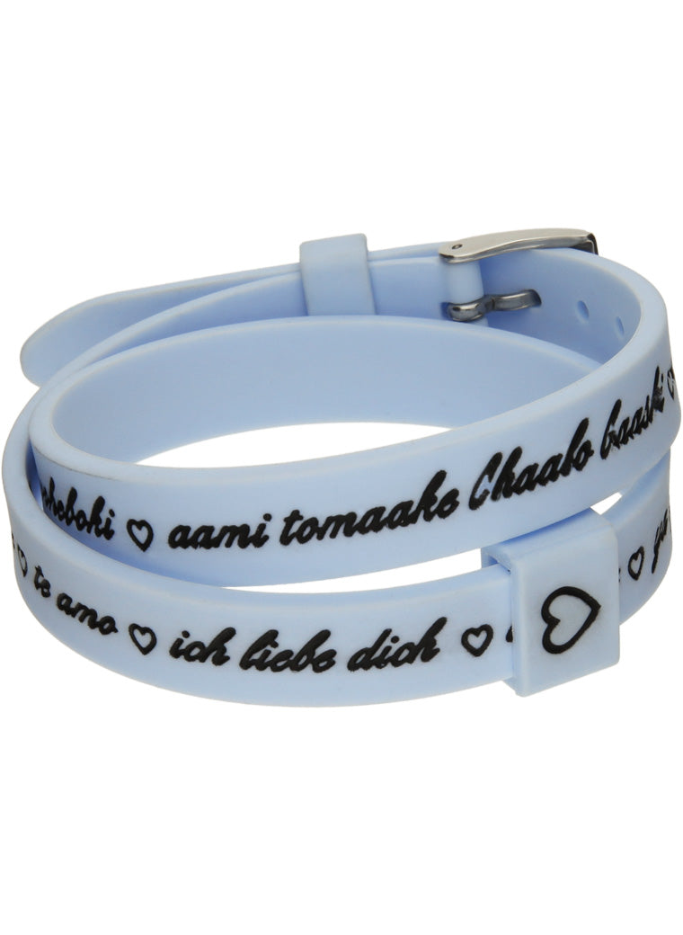 IL MEZZOMETRO Mod. I LOVE YOU SILVER BUCKLE EDITION - LIGHT BLUE - Bracciale in silicone/silicone bracelet BM1706 Schmuck Blau