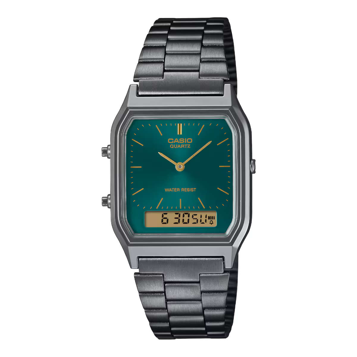 Casio Vintage Edgy AQ-230EGG-3AEF Unisex Uhr – Grün & Anthrazit Ana-Digi
