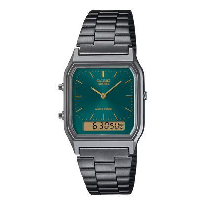 Casio Vintage Edgy AQ-230EGG-3AEF Unisex Uhr – Grün & Anthrazit Ana-Digi