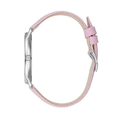 GUESS Damen Armbanduhr W1068L8 – Quarz Uhr mit rosa Textilarmband & silbernem Zifferblatt