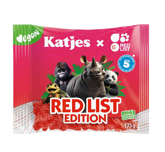 Katjes Red List Edition 175g Fruchtgummi. Für Veganer geeignet.