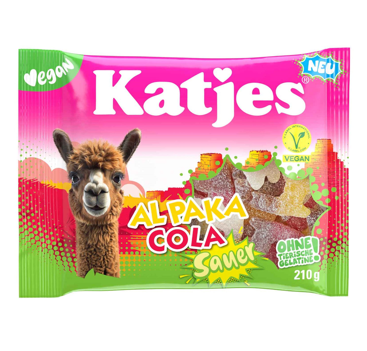 Katjes Al Paka Cola Sauer 210g  Saures Fruchtgummi mit Cola-Geschmack