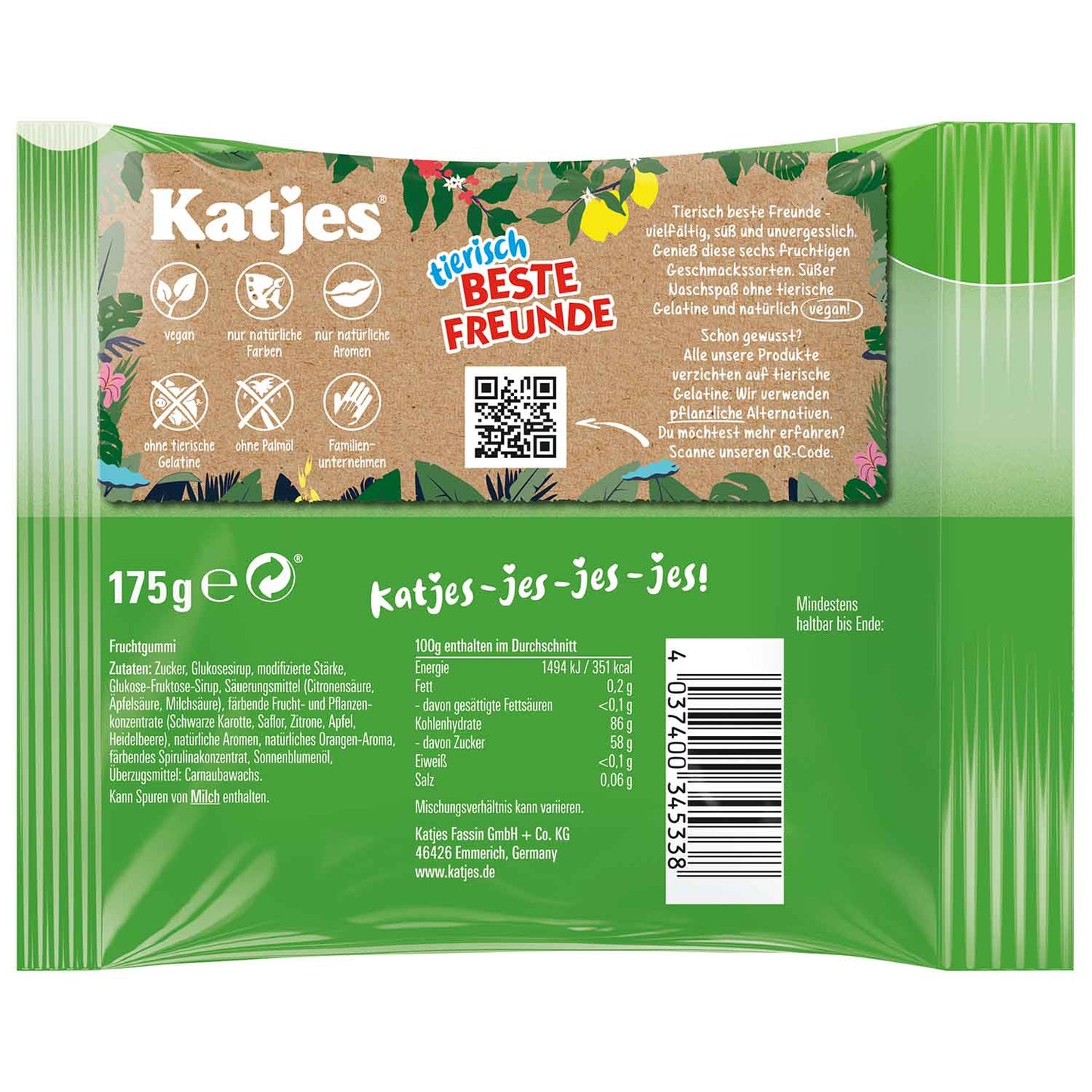 Katjes tierisch beste Freunde 175g Fruchtgummi. Für Veganer geeignet.