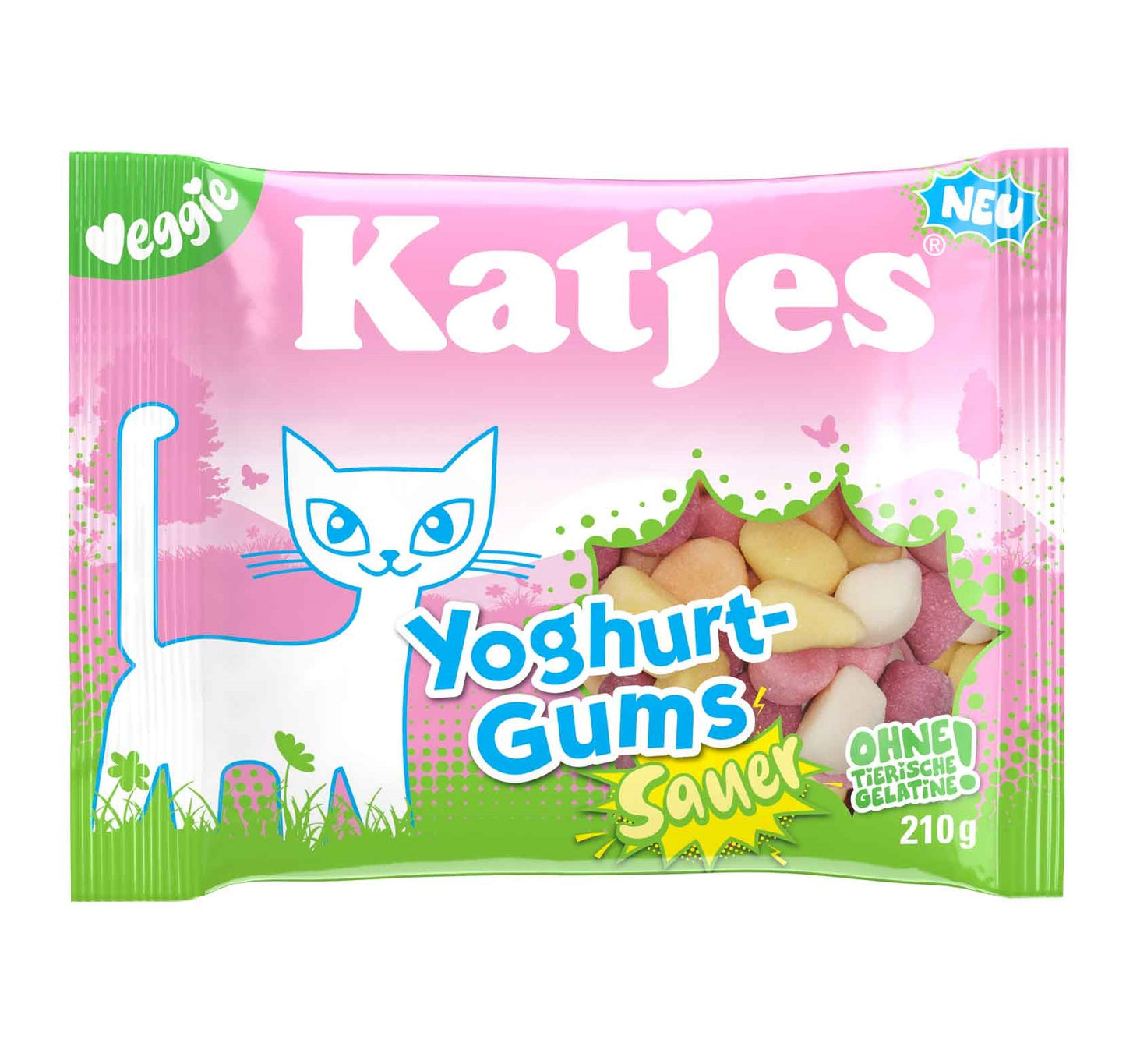 Katjes Yoghurt-Gums Sauer 210g Softes Joghurt-Fruchtgummi Gelatinefrei