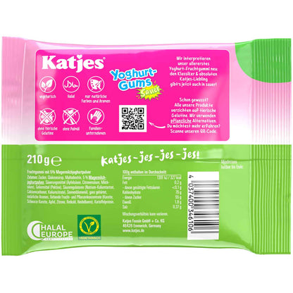 Katjes Yoghurt-Gums Sauer 210g Softes Joghurt-Fruchtgummi Gelatinefrei