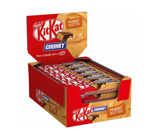 KitKat Chunky Peanut Butter 24x42g Knusperwaffel mit Erdnusscreme in Milchschokolade