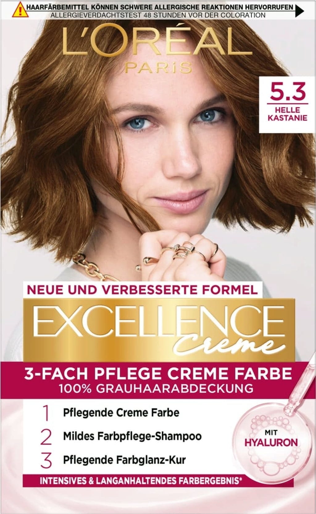 L`Oreal Paris L'Oreal Paris, Excellence Crème, Permanente Haarfarbe, 5.3 Light Chestnut, 200 g *Tester