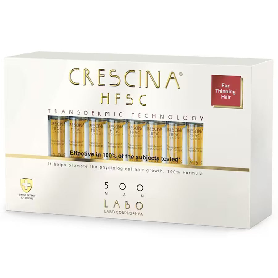 Labo Labo, Crescina, Transdermic HFSC 500, Zur Wachstumsstimulation, Ampullen Behandlungsserum, Für die Kopfhaut, Für Männer,