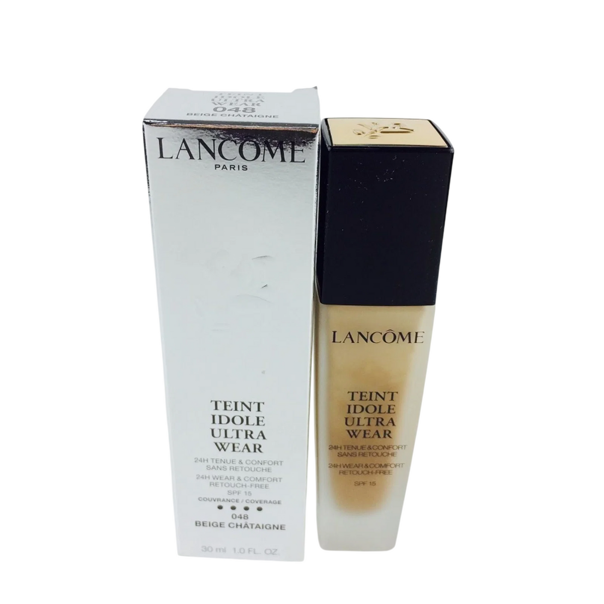 Lancome Flüssige Grundierung Lancome, Teint Idole Ultra Wear, Natural Finish, Liquid Foundation, 048, Beige Chataigne, SPF15,