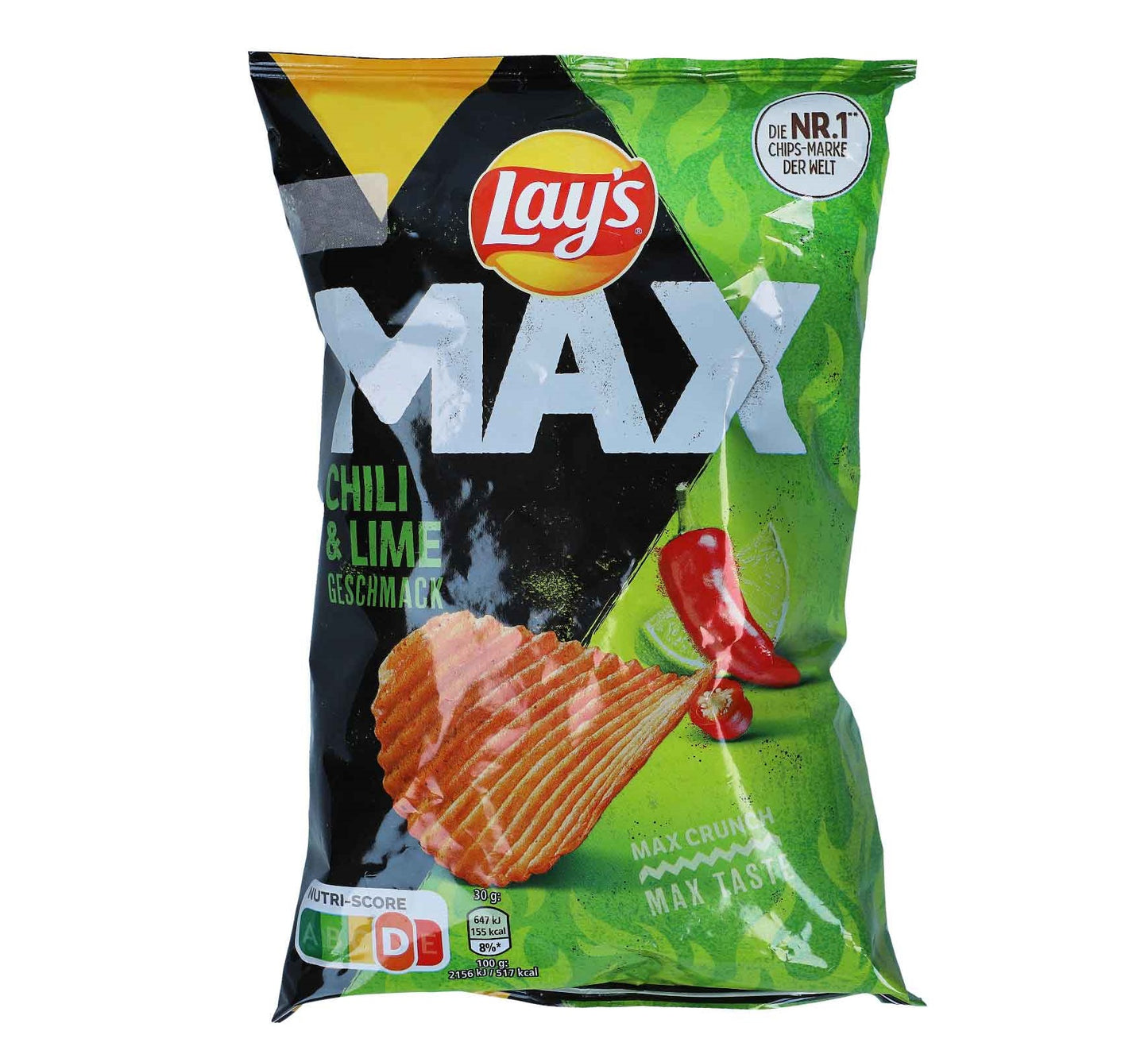 Lay's Max Chili & Lime 110g Geriffelte Kartoffelchips mit Chili-Limetten-Geschmack