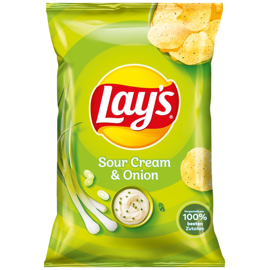 Lay's Sour Creme & Onion 150g Kartoffelchips mit Sauerahm-Zwiebel-Geschmack - Candyshop.ch