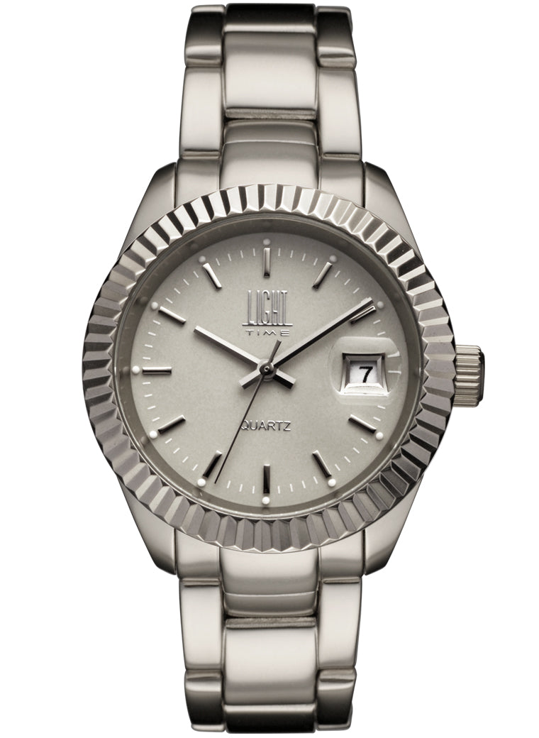 LIGHT TIME DIVER SILVER ALUMINIUM L154SI Date Armbanduhr 34 mm Silber