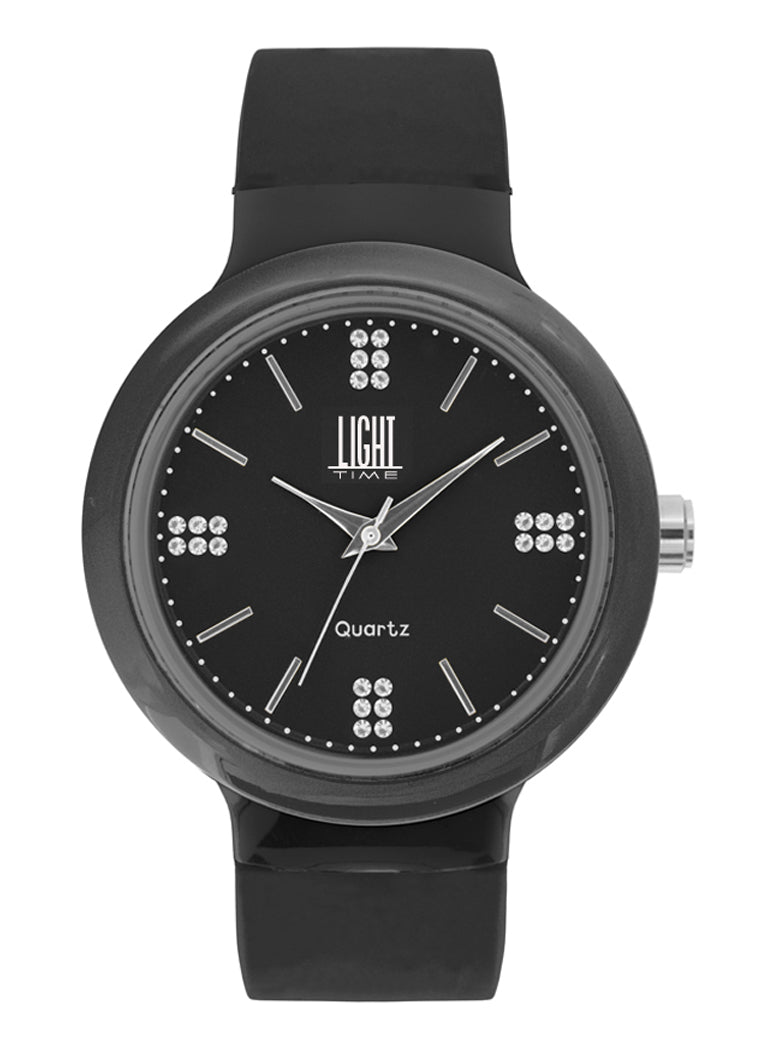 LIGHT TIME Mod. EUROPE Black / Strass L178B Only Time Armbanduhr 40 mm Schwarz