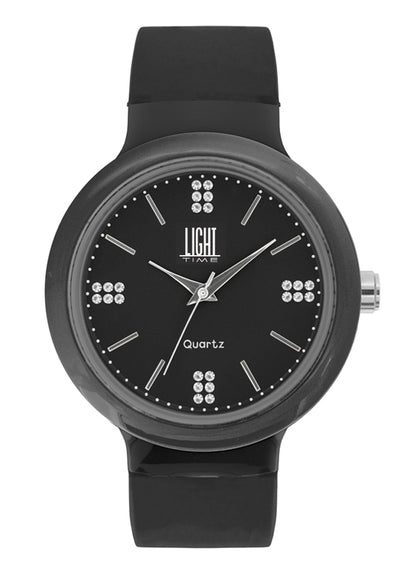 LIGHT TIME Mod. EUROPE Black / Strass L178B Only Time Armbanduhr 40 mm Schwarz