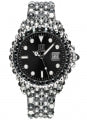 LIGHT TIME Mod. MEDITERRANEO - Full Strass / Black L602C Date Armbanduhr 39 mm Schwarz ansicht-2