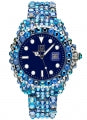 LIGHT TIME Mod. MEDITERRANEO - Full Strass / Blue L602I Date Armbanduhr 39 mm Blau ansicht-2