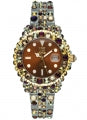 LIGHT TIME Mod. MEDITERRANEO - Full Strass / Brown L603Z Date Armbanduhr 35 mm Braun ansicht-2