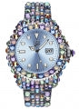 LIGHT TIME Mod. MEDITERRANEO - Full Strass / Light Blue L602H Date Armbanduhr 39 mm Blau ansicht-2