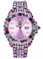 LIGHT TIME Mod. MEDITERRANEO - Full Strass / Pink L602F Date Armbanduhr 39 mm Rosa ansicht-2