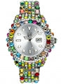 LIGHT TIME Mod. MEDITERRANEO - Full Strass / Silver L602N Date Armbanduhr 39 mm Silber ansicht-2