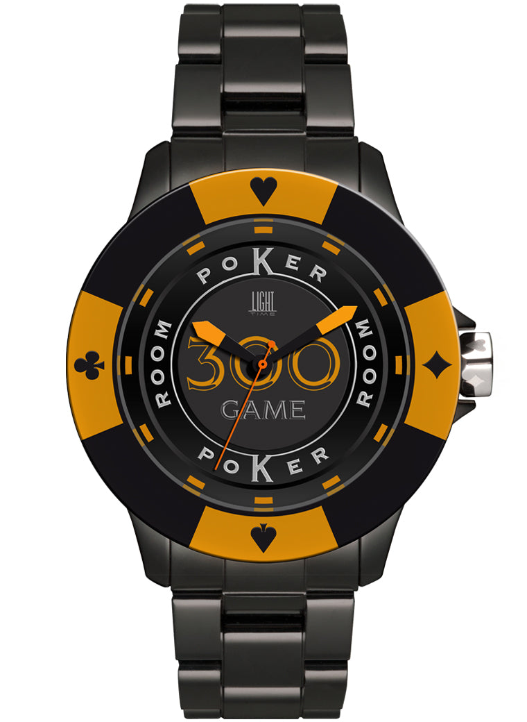 LIGHT TIME Mod. POKER - Black / Orange L147G Only Time Armbanduhr 41 mm Schwarz