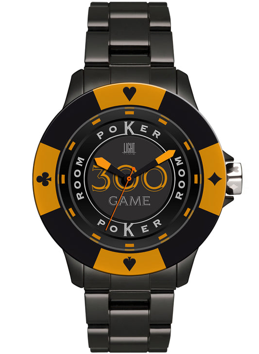 LIGHT TIME Mod. POKER - Black / Orange L147G Only Time Armbanduhr 41 mm Schwarz