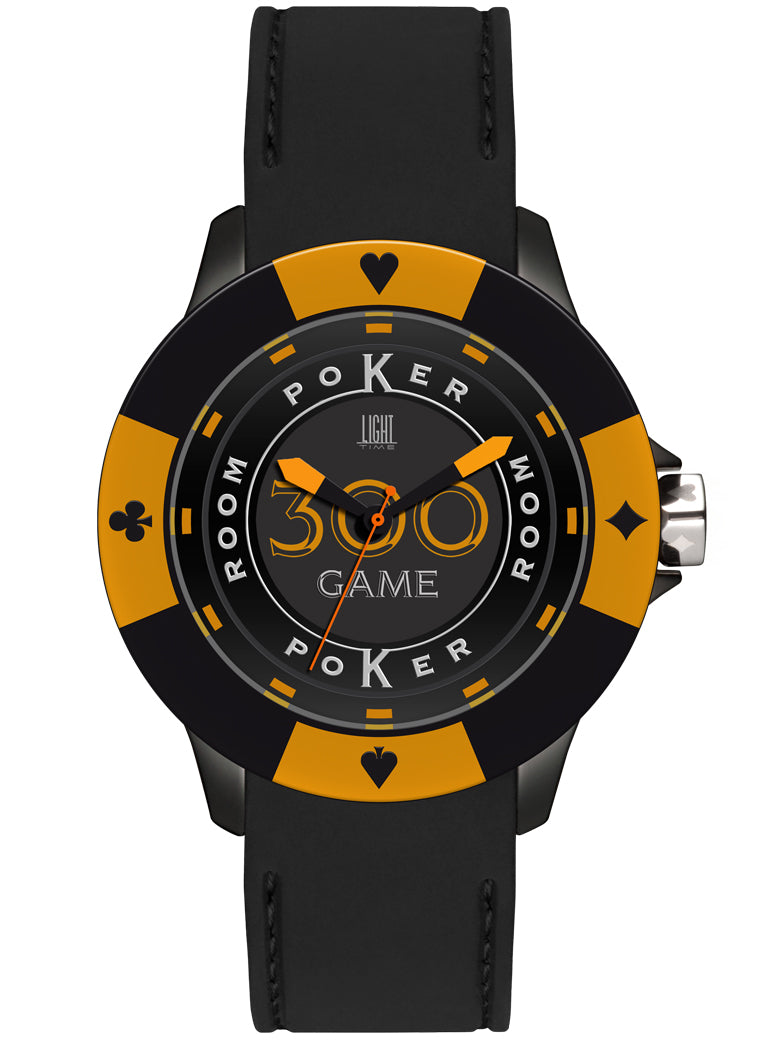 LIGHT TIME Mod. POKER - Black / Orange L147GS Only Time Armbanduhr 41 mm Schwarz