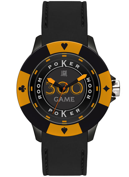 LIGHT TIME Mod. POKER - Black / Orange L147GS Only Time Armbanduhr 41 mm Schwarz