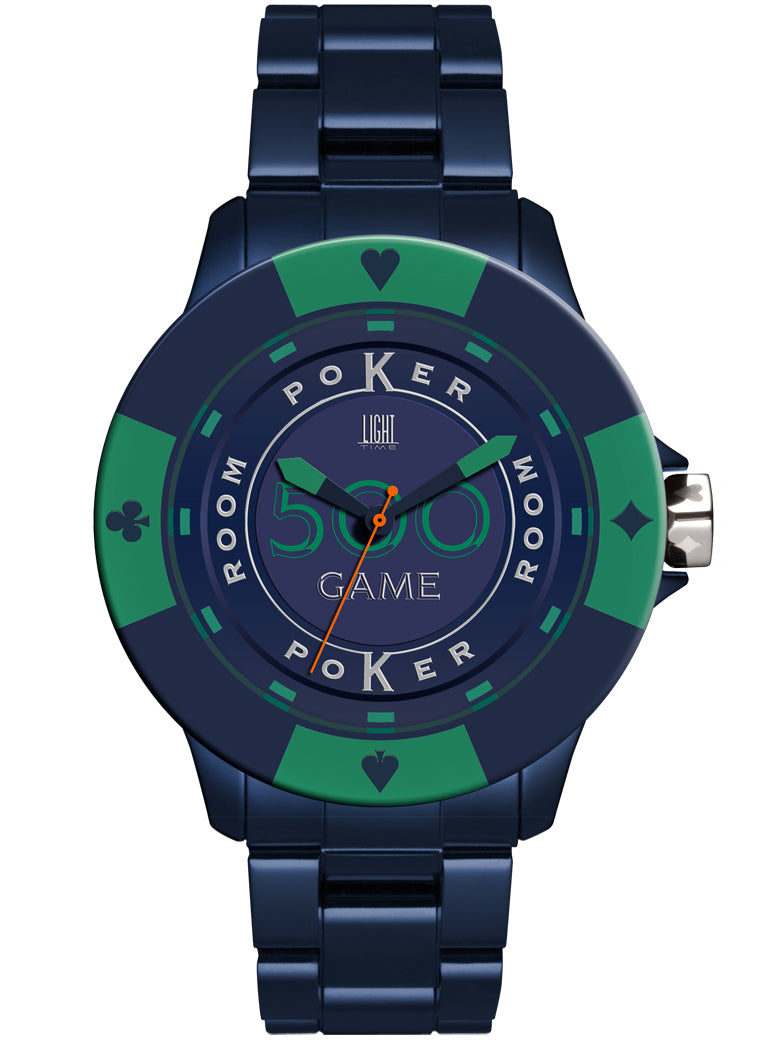 LIGHT TIME Mod. POKER - Blue / Green L147L Only Time Armbanduhr 48 mm Blau