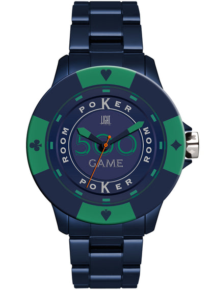 LIGHT TIME Mod. POKER - Blue / Green L147L Only Time Armbanduhr 48 mm Blau