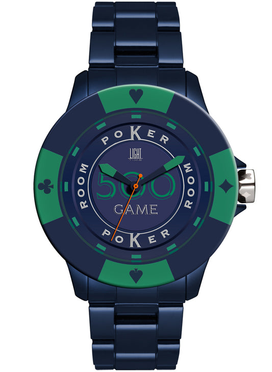 LIGHT TIME Mod. POKER - Blue / Green L147L Only Time Armbanduhr 48 mm Blau