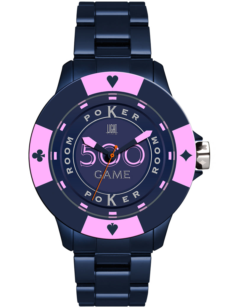 LIGHT TIME Mod. POKER - Blue / Pink L147I Only Time Armbanduhr 41 mm Blau