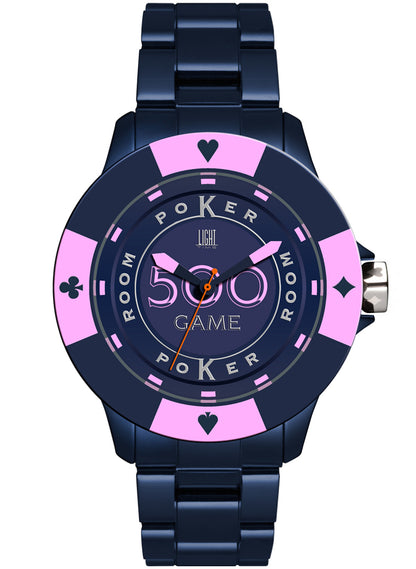 LIGHT TIME Mod. POKER - Blue / Pink L147I Only Time Armbanduhr 41 mm Blau