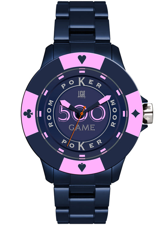 LIGHT TIME Mod. POKER - Blue / Pink L147I Only Time Armbanduhr 41 mm Blau