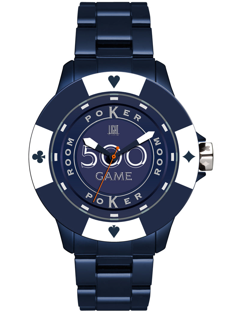 LIGHT TIME Mod. POKER - Blue / White L147H Only Time Armbanduhr 41 mm Blau