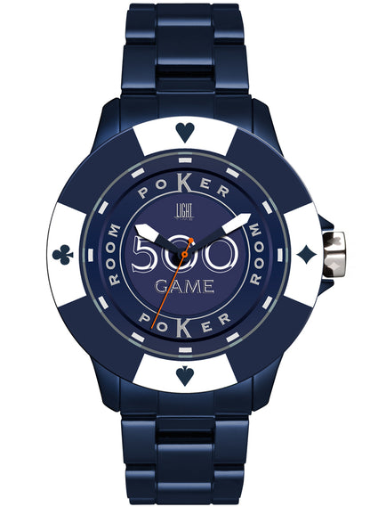 LIGHT TIME Mod. POKER - Blue / White L147H Only Time Armbanduhr 41 mm Blau