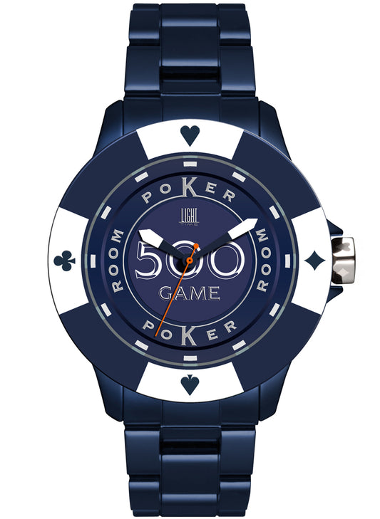 LIGHT TIME Mod. POKER - Blue / White L147H Only Time Armbanduhr 41 mm Blau