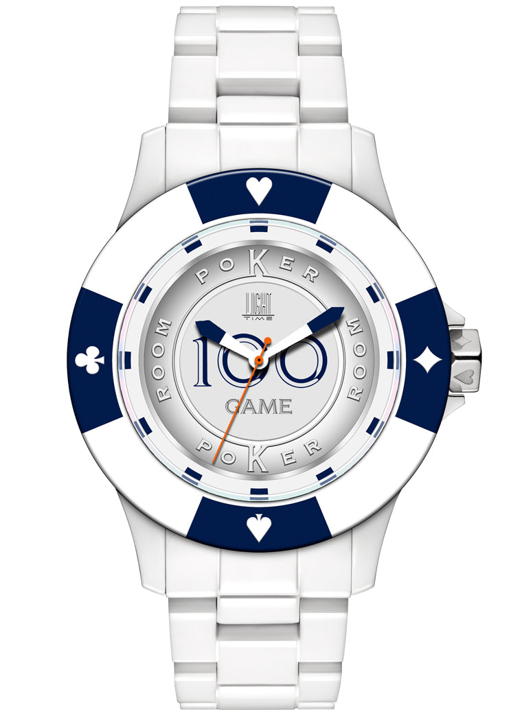 LIGHT TIME Mod. POKER - White / Blue L147A Only Time Armbanduhr 41 mm Blau